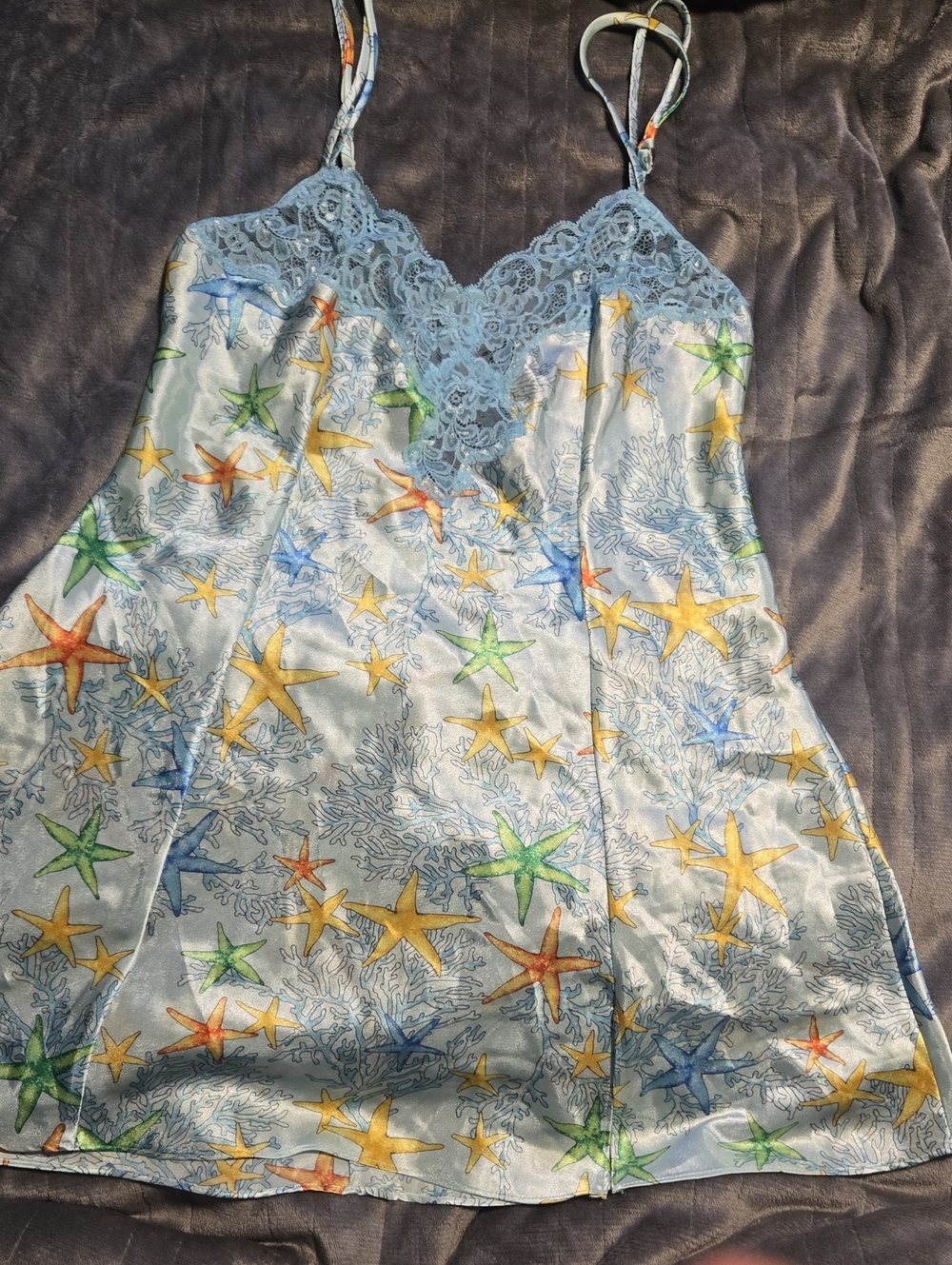 Victoria's Secret-Cami Light Blue Starfish Pattern-Vintage Medium